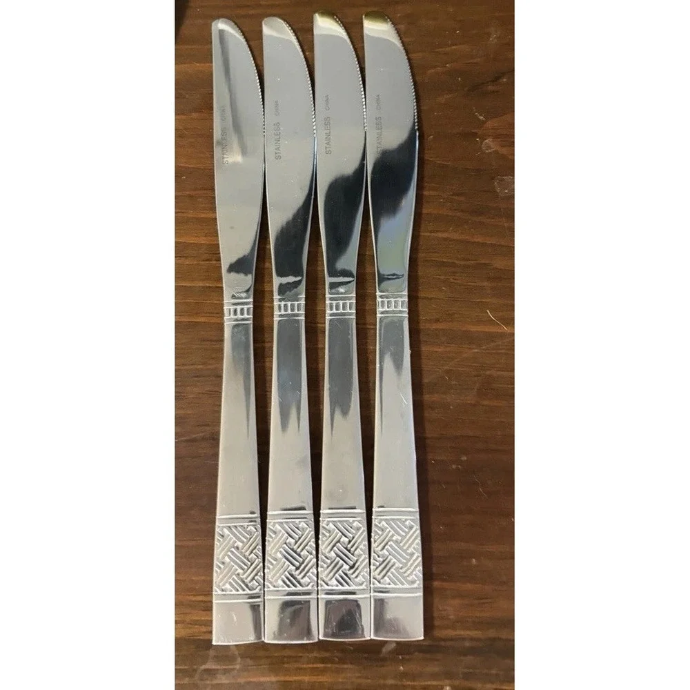 Mainstays Pierremont Stainless Steel Dinner Knives Set of 4 Basketweave
